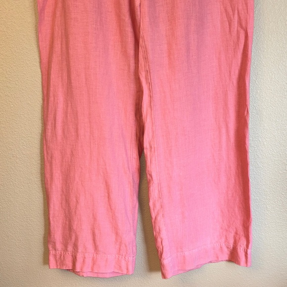 Johnny Was Size MEDIUM Coral Pink Linen Wide Leg Button-Front Pants - Picture 4 of 16